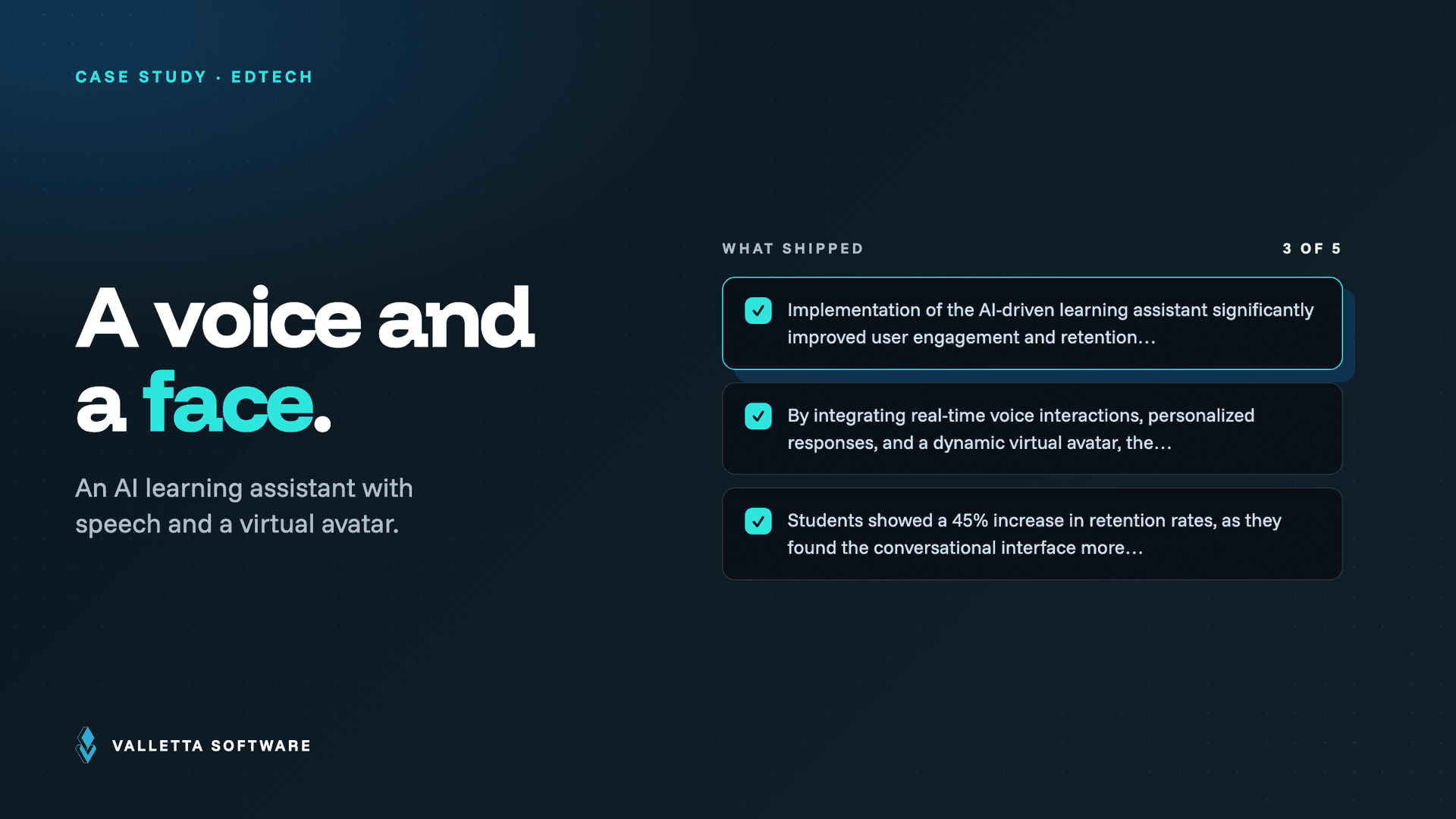 AI learning assistant with voice & virtual avatar