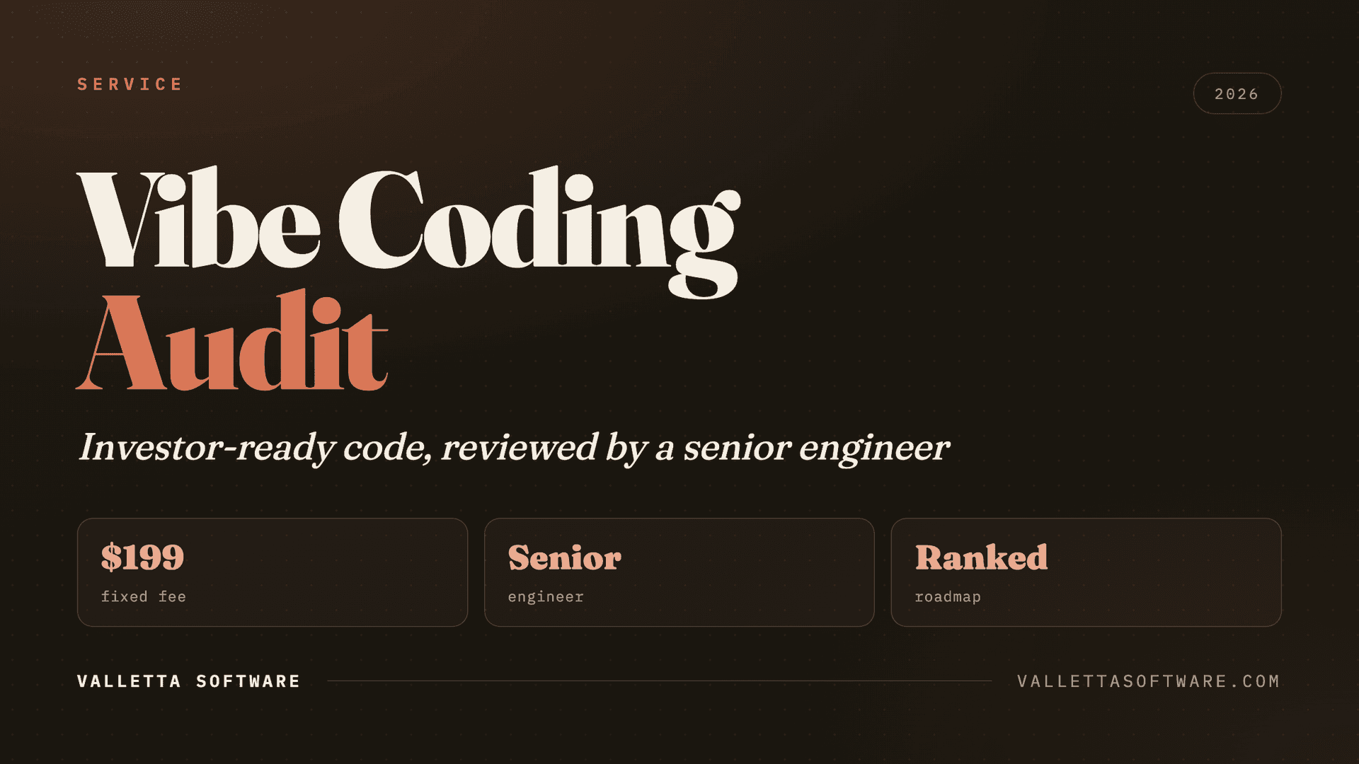 Vibe Coding Audit | Investor-Ready Code | From $199